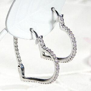 K18 WG YG 0.50ct ハート ダイヤモンド フープ ピアス人気 ダイヤ  