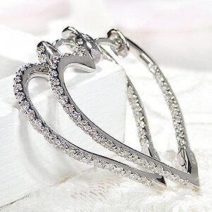 K18 WG YG 0.50ct ハート ダイヤモンド フープ ピアス人気 ダイヤ  