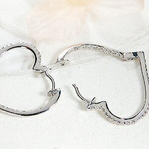 K18 WG YG 0.50ct ハート ダイヤモンド フープ ピアス人気 ダイヤ  