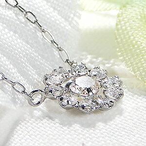 Pt900 0.25ct ダイヤモンド フラワー ネックレス 人気 花 flower