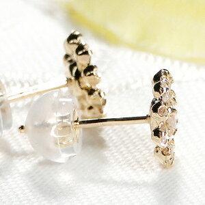 ゴールド 0.5ct ダイヤモンド ピアス K18 YG WG 安い 人気 可愛い 花 フラワー 18金 18k ダイヤ 丸 レディース ジュエリー ギフト 女性 贈り物 AU-0171の画像