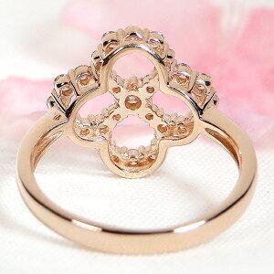 ゴールド K18 YG PG 0.50ct クローバー ダイヤモンド リング 人気 