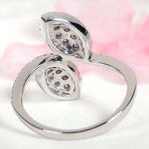 Pt900 0.50ct ダイヤモンド リング リーフ 葉っぱ 人気 ダイヤ プラチナ 葉 0.5カラット ウェーブ PT レディース ギフト 女性 贈り物 プレゼント AU-0180の画像
