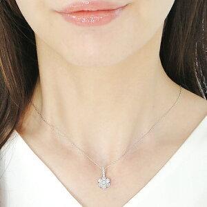 Pt900 1.0ct ダイヤモンド フラワー ネックレス 人気 花 ペンダント ダイヤ プラチナ レディース ジュエリー ギフト 1カラット 女性 贈り物 ご褒美 AU-0188の画像