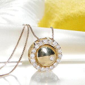 K18YG 0.5ct ダイヤモンド サークル ネックレス リバーシブル 8WAY