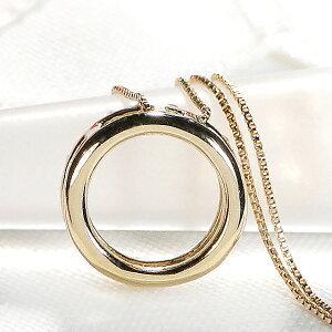 K18YG 0.5ct ダイヤモンド サークル ネックレス リバーシブル 8WAY