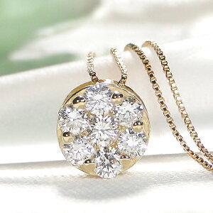 K18YG 0.5ct ダイヤモンド サークル ネックレス リバーシブル 8WAY