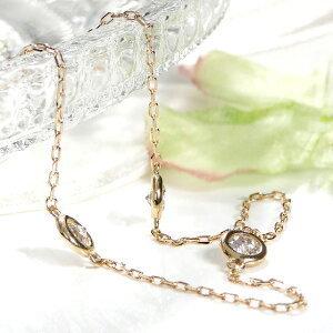 イエローゴールド K18 YG 2ct ダイヤモンド ステーション ネックレス 