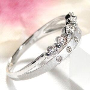 Pt900 0.5ct ダイヤモンド リング 送料無料 プラチナ 人気 ダイヤ ダイア 可愛い 贈り物 プレゼント 0.5カラット 重ね着け 二連 2連 つや消し AU-0248の画像