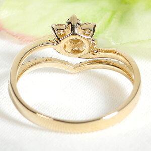 K18 YG ゴールド 0.5ct ダイヤモンド リング 送料無料 18金 人気 ダイヤ ダイア 贈り物 プレゼント 0.5カラット 重ね着け 18k V V字 花 フラワー AU-0257の画像
