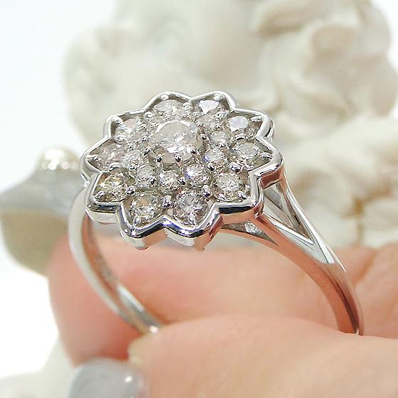 ダイヤモンドリング プラチナ900 pt900 フラワー 花 0.5ct 指輪