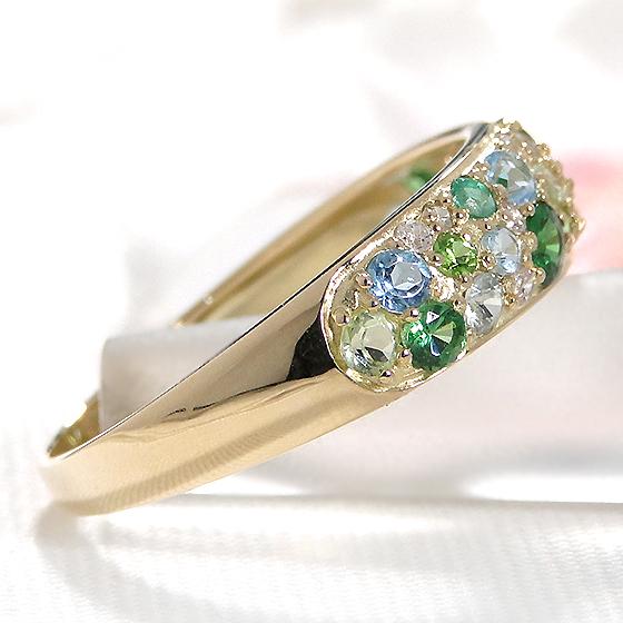 K18 YG PG ダイヤモンド カラーストーン リング 0.05ct 送料無料 ゴールド 18金 K18 指輪 パワーストーン 色石 人気 ギフト 女性 贈り物 重ね着け AU-0265 |  | 01