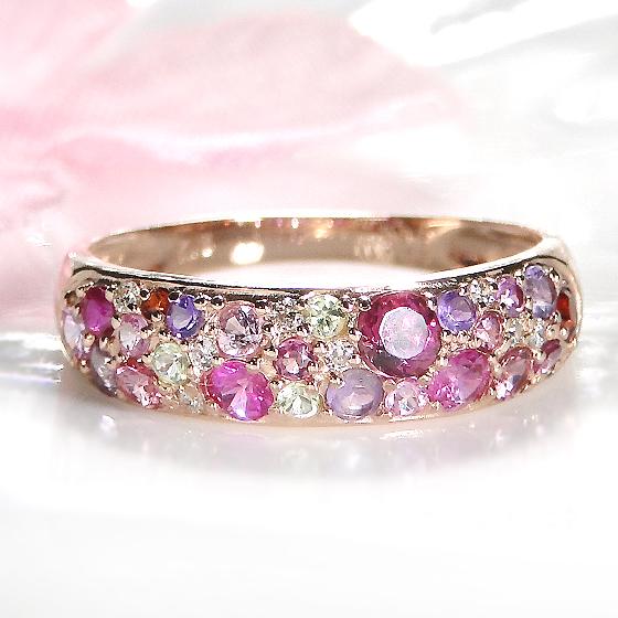 K18 YG PG ダイヤモンド カラーストーン リング 0.05ct 送料無料 ゴールド 18金 K18 指輪 パワーストーン 色石 人気 ギフト 女性 贈り物 重ね着け AU-0265 |  | 03