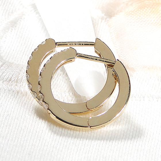 K18YG 0.22ct ダイヤモンド フープ ピアス 送料無料 0.22カラット 18金 K18 ダイヤ ダイア 人気 おしゃれ 可愛い 女性 贈り物 イエローゴールド AU-0275の画像