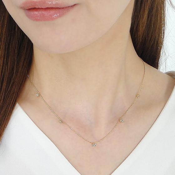 K18YG 0.7ct ダイヤモンド ステーション ネックレス 0.7カラット 人気
