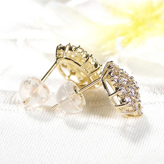 K18YG 1ct ダイヤモンド フラワーモチーフ ピアス 送料無料 イエロー  