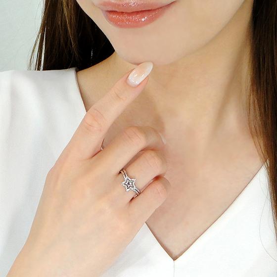 Pt900 K18YG 0.13ct スターモチーフ ダイヤモンド セット リング 送料 