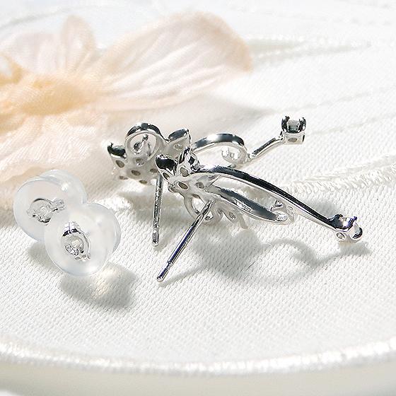 K18 WG 0.4ct フラワーモチーフ ダイヤモンド ピアス 送料無料 18金 ゴールド 上品 人気 花 フラワー ダイヤ レディース ジュエリー ギフト プレゼント AU-0315の画像