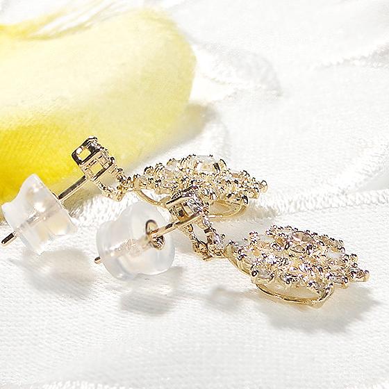 K18YG 1.00ct ダイヤモンド フラワーモチーフ ピアス 送料無料 18金 