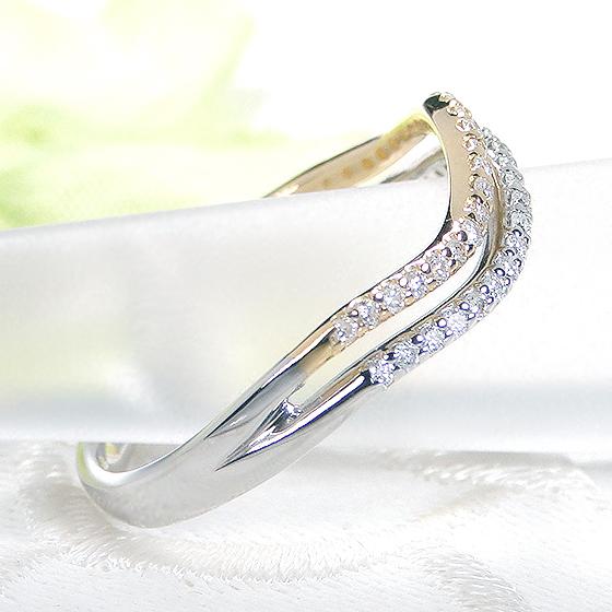 Pt950 K18YG 0.23ct コンビカラー ダイヤモンド リング 送料無料 人気