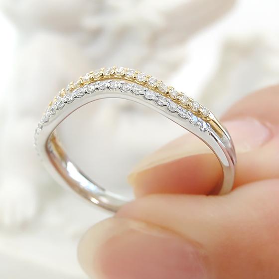 Pt950 K18YG 0.23ct コンビカラー ダイヤモンド リング 送料無料 人気