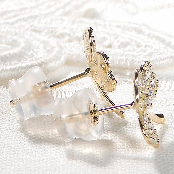 K18YG K18WG 0.40ct ダイヤモンド ピアス 送料無料 人気 ダイヤモンド 0.4カラット 可愛い 三つ葉 ダイヤ クローバー ゴールド 18金 18k ギフト 贈り物 AU-0334の画像