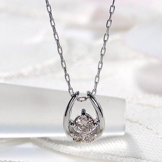 Pt900】【0.10ct】ダイヤモンド ホースシュー ネックレス