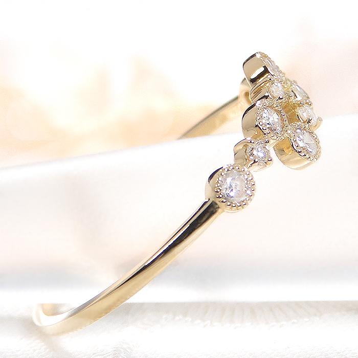 K18YG 0.20ct ミル打ち ダイヤモンド リング 送料無料 人気 ダイヤ 