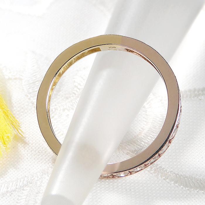 K18 YG PG 1.0ct フチあり ダイヤモンド フル エタニティ リング 送料