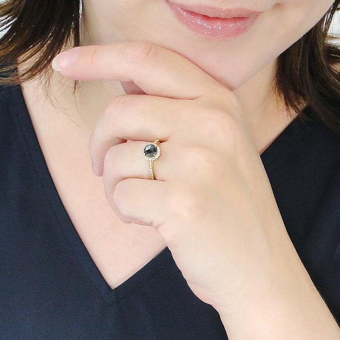 K18YG ブラックダイヤモンド ダイヤモンド リング 送料無料 人気