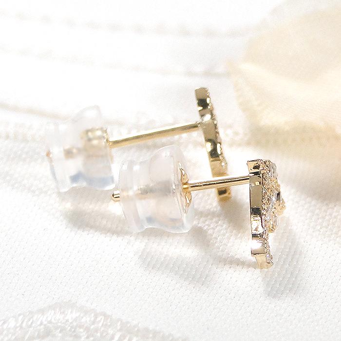 K18YG イルカモチーフ ダイヤモンド ピアス 0.14ct 送料無料 18金 人気
