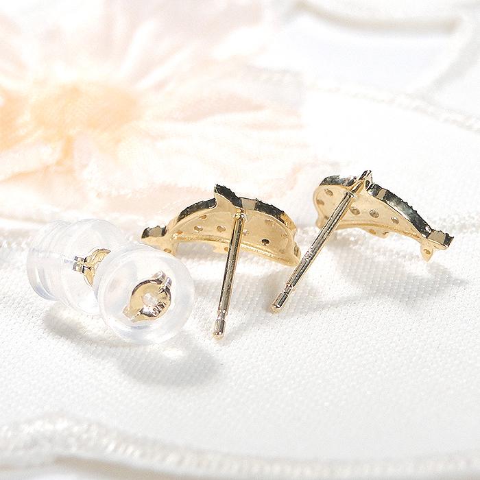 K18YG イルカモチーフ ダイヤモンド ピアス 0.14ct 送料無料 18金 人気