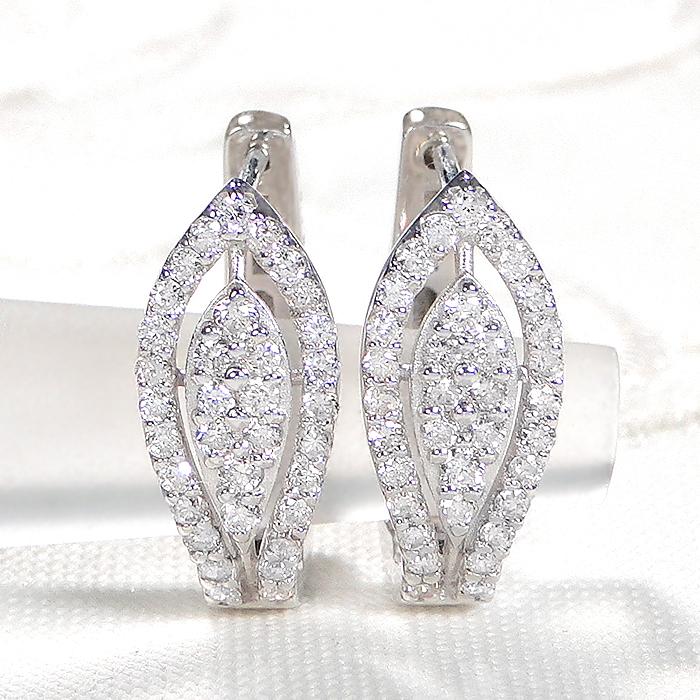 K18 YG WG 0.50ct 中折れ ダイヤモンド フープ ピアス 送料無料 人気