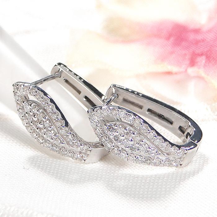 K18 YG WG 0.50ct 中折れ ダイヤモンド フープ ピアス 送料無料 人気