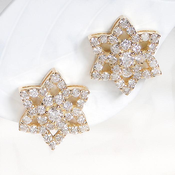 K18YG 0.5ct フラワーモチーフ ダイヤモンド ピアス 送料無料 人気