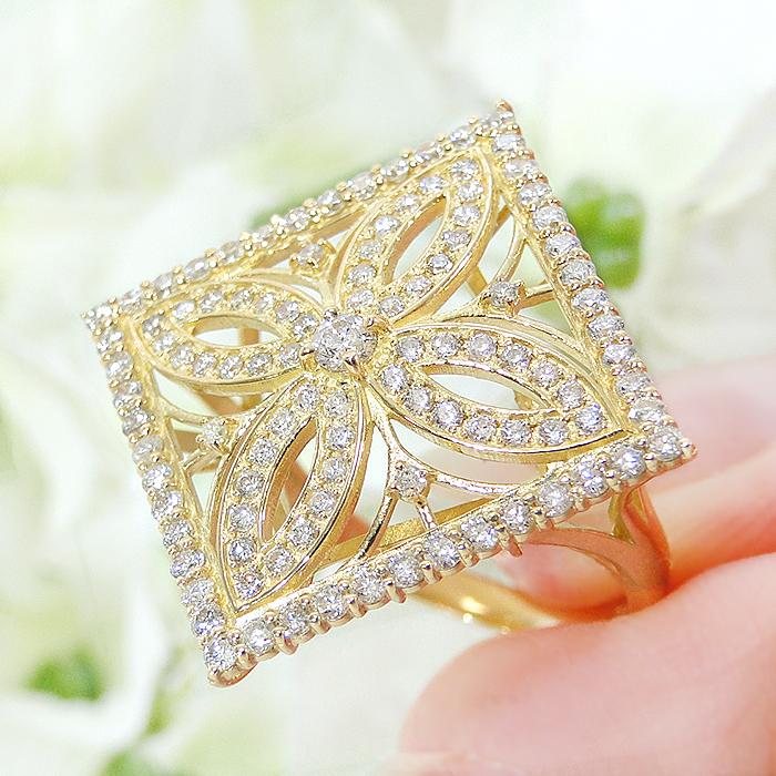 K18YG 1.10ct ダイヤモンド リング 送料無料 人気 ダイヤ 花 フラワー