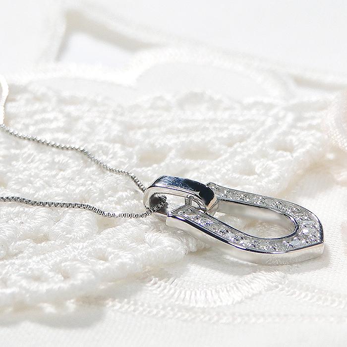 Pt950 0.22ct ダイヤモンド ホースシュー ネックレス 送料無料 PT