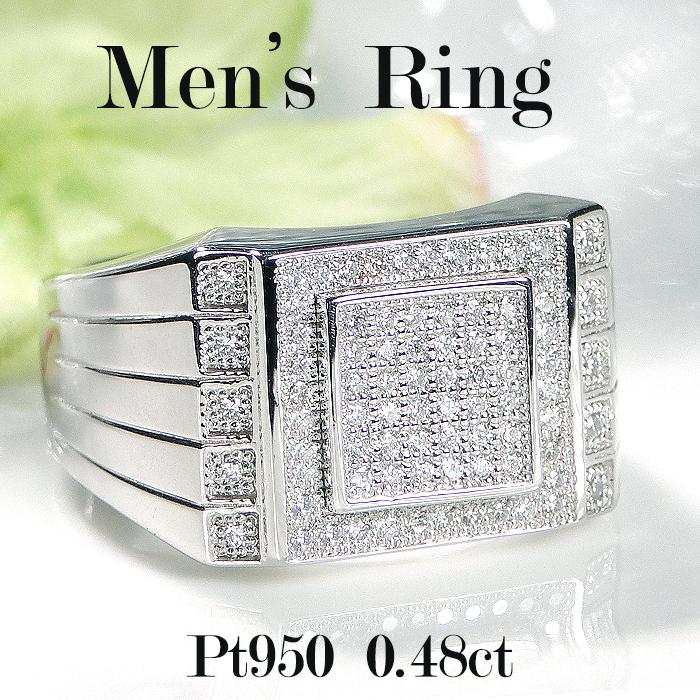 Pt950 0.48ct メンズ ダイヤモンド リング 送料無料 男性 プラチナ PT 