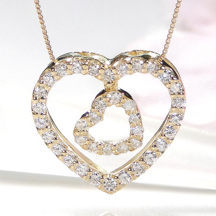 K18YG 0.40ct ダイヤモンド ハート ネックレス 送料無料 K18 18金 人気