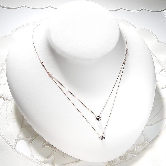 K18YG 0.50ct 1粒 ダイヤモンド 2連 ネックレス 送料無料 人気