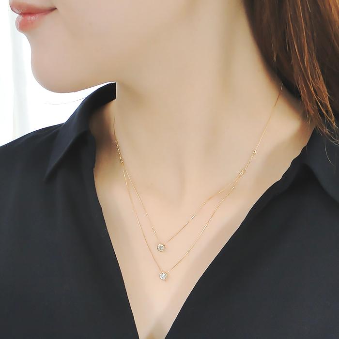 K18YG 0.50ct 1粒 ダイヤモンド 2連 ネックレス 送料無料 人気 