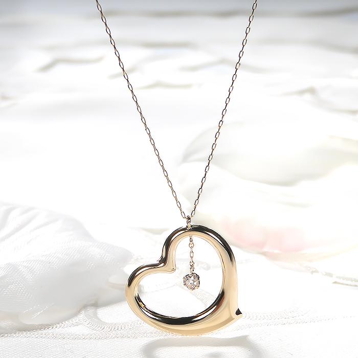 K18YG 0.08ct ダイヤモンド ハート ネックレス 送料無料 人気  