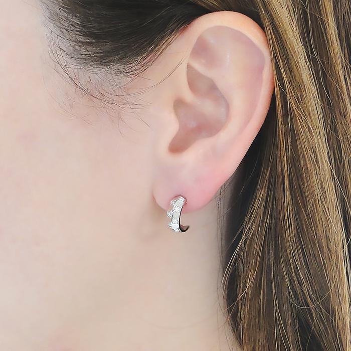 Pt950 0.32ct ドット ダイヤモンド ピアス 送料無料 人気 可愛い 水玉 フープピアス フープ PT プラチナ ダイヤピアス ダイア ダイヤモンド シンプル AU-0412の画像