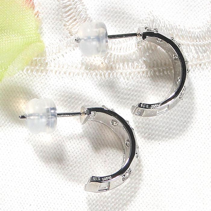 Pt950 0.32ct ドット ダイヤモンド ピアス 送料無料 人気 可愛い 水玉 フープピアス フープ PT プラチナ ダイヤピアス ダイア ダイヤモンド シンプル AU-0412の画像