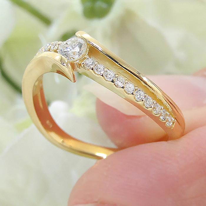 K18 リング 指輪 ダイヤ 0.30ct