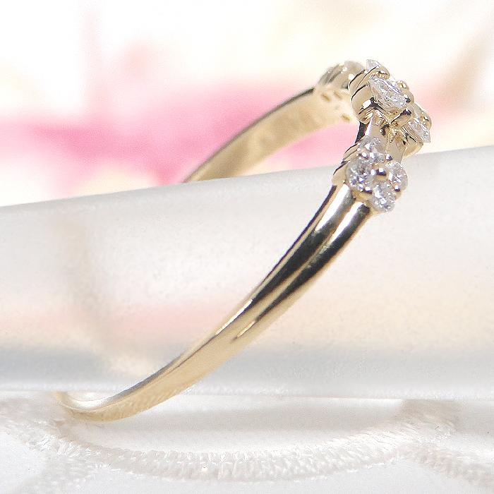 k18YG フラワーダイヤモンドリング K18YG 0.18ct フラワー ダイヤモンド リング 送料無料 人気