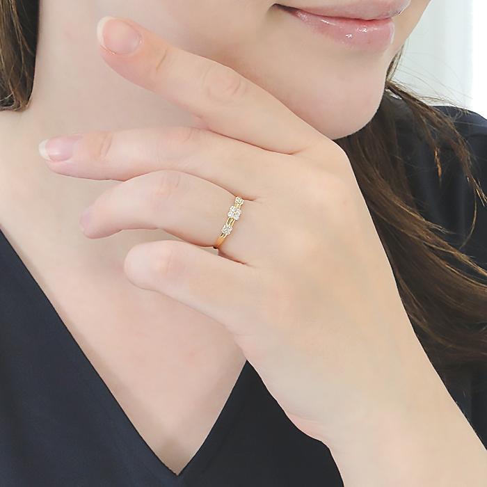 K18YG 0.18ct フラワー ダイヤモンド リング 送料無料 人気