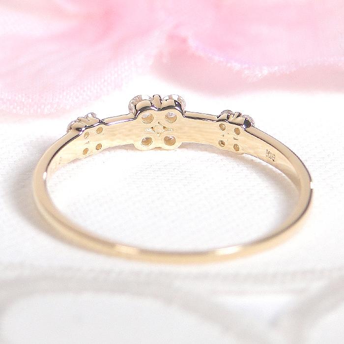 K18YG 0.18ct フラワー ダイヤモンド リング 送料無料 人気