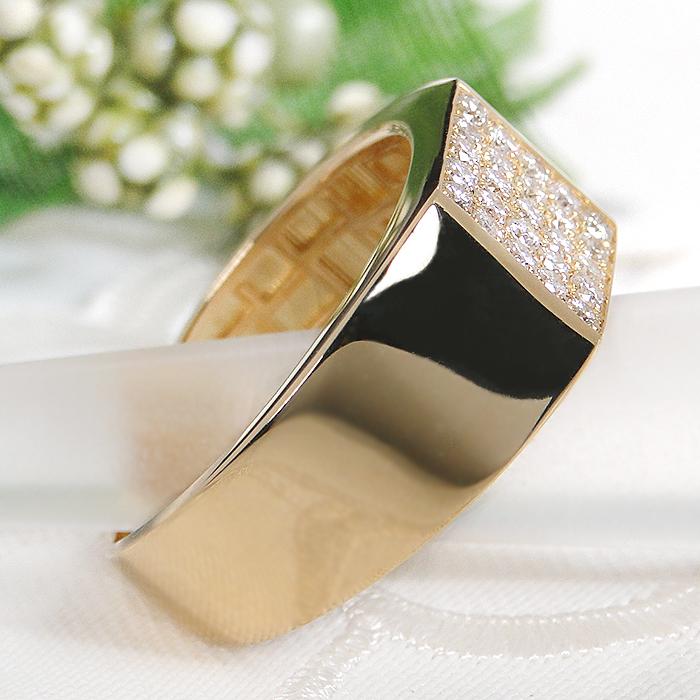 K18YG 0.35ct メンズ ダイヤモンド リング 送料無料 パヴェ