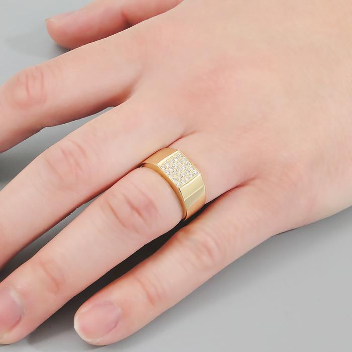 K18YG 0.35ct メンズ ダイヤモンド リング 送料無料 パヴェ